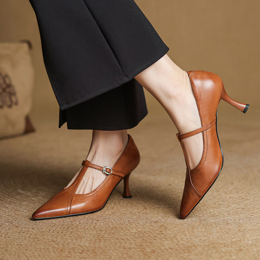 Leona Genuine Leather Heels