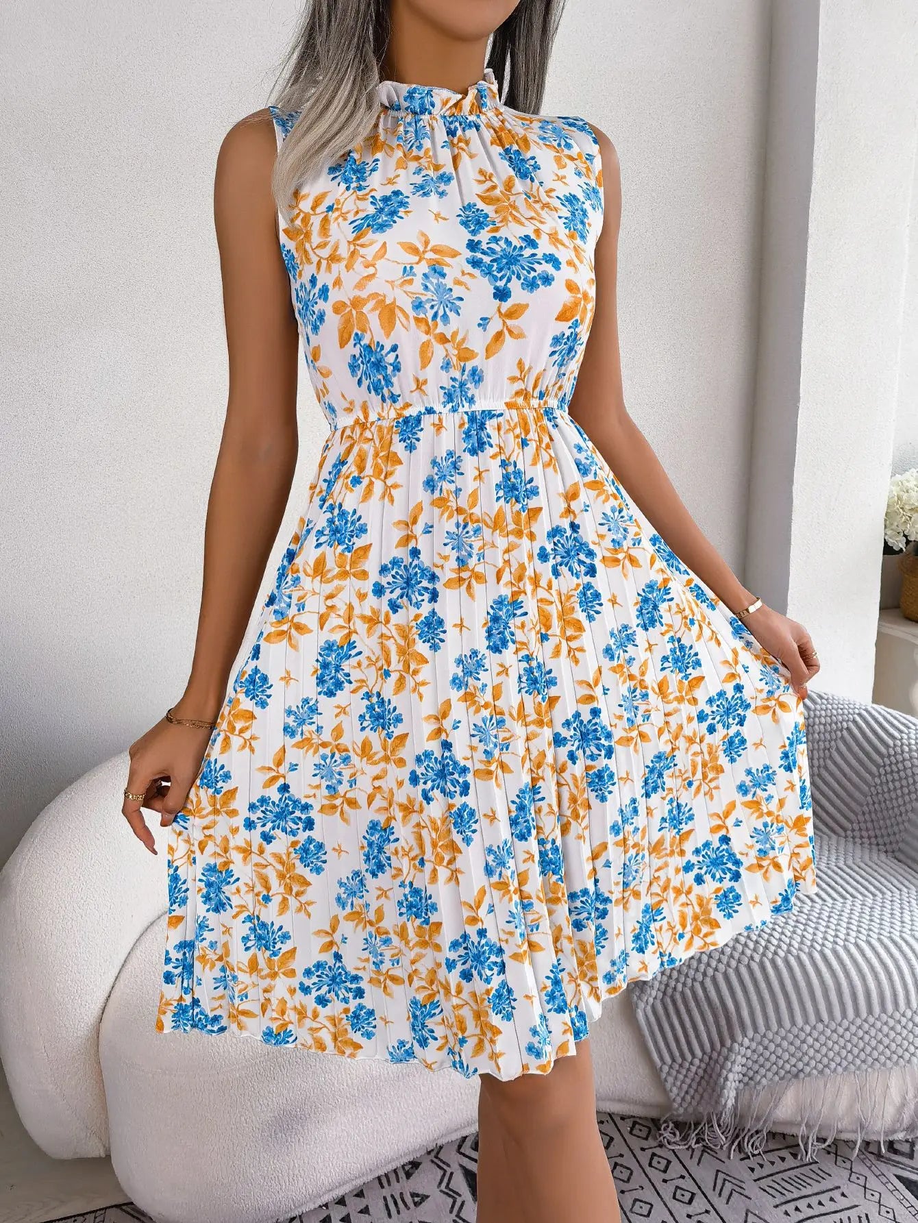 FLORAL FANTASY PLEATED SUNDRESS